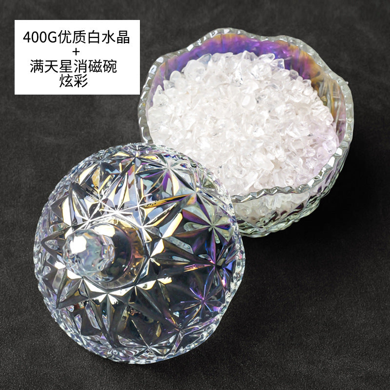 水晶消磁碗御守盐净化玻璃碗白水晶消磁碎石扩香石容器首饰收纳盒