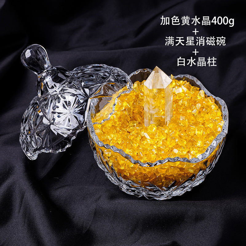 水晶消磁碗御守盐净化玻璃碗白水晶消磁碎石扩香石容器首饰收纳盒
