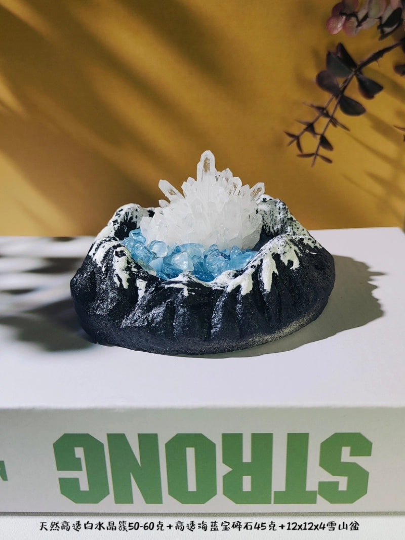 天然白水晶簇原矿消磁标本矿标净化高级造景礼品家居办公盆景摆件