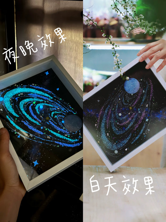 夜光款｜夜光海王星桌面摆件氛围装饰画宇宙星球diy生日礼物相框