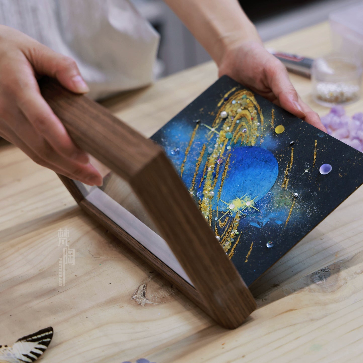 宇宙装饰画太阳系标本装饰水晶能量画太阳系装饰画diy手工礼物