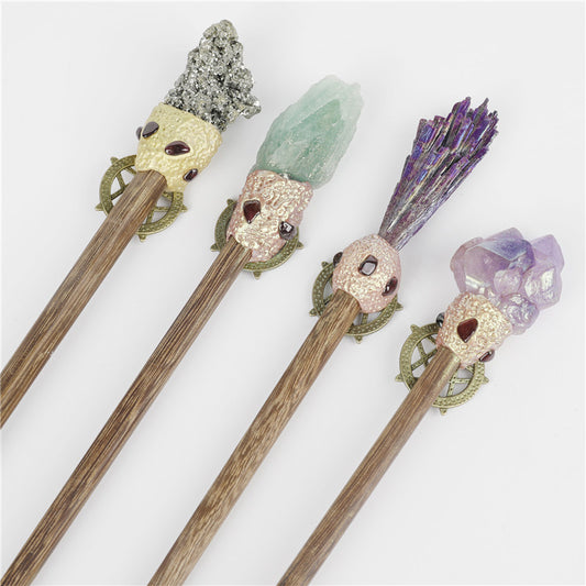 Cross-border foreign trade creative natural crystal mineral stone magic wand personalized play religious magic weapon simple scepter ornament
