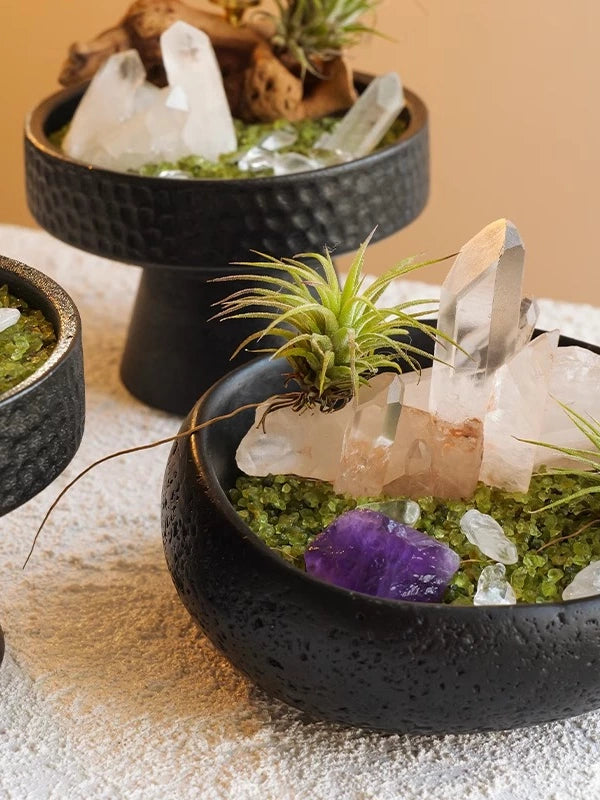 天然水晶原石矿石扩香石微景观空气凤梨风化木橄榄石碎石绿植摆件