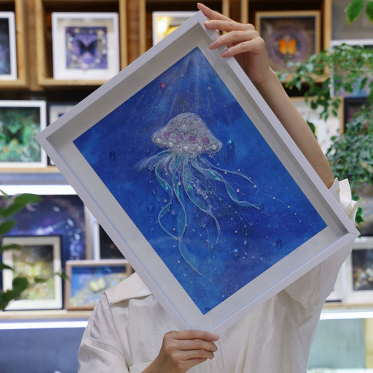 梵陶FT深海水母手工diy材料包原创礼物唯美水母装饰画生日礼物