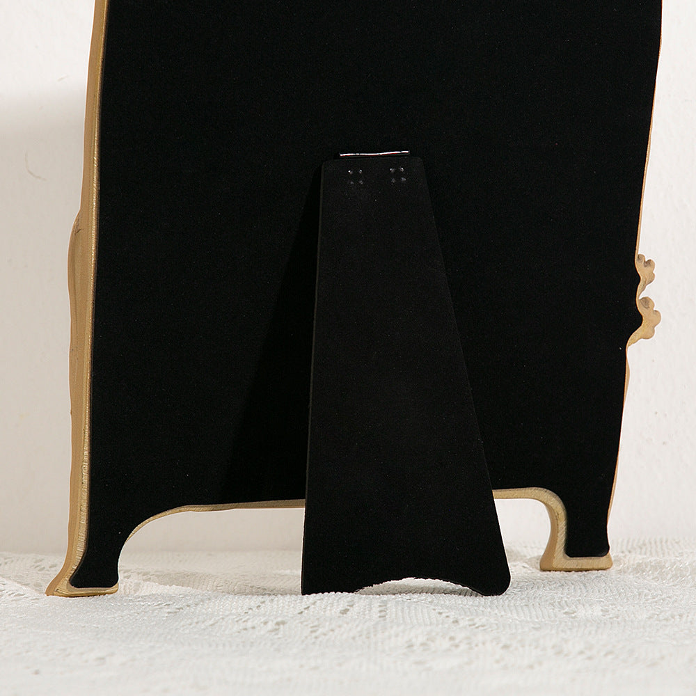 欧式轻奢树脂浮雕金色侍女镜化妆镜复古树脂拍照道具少女梳妆镜子