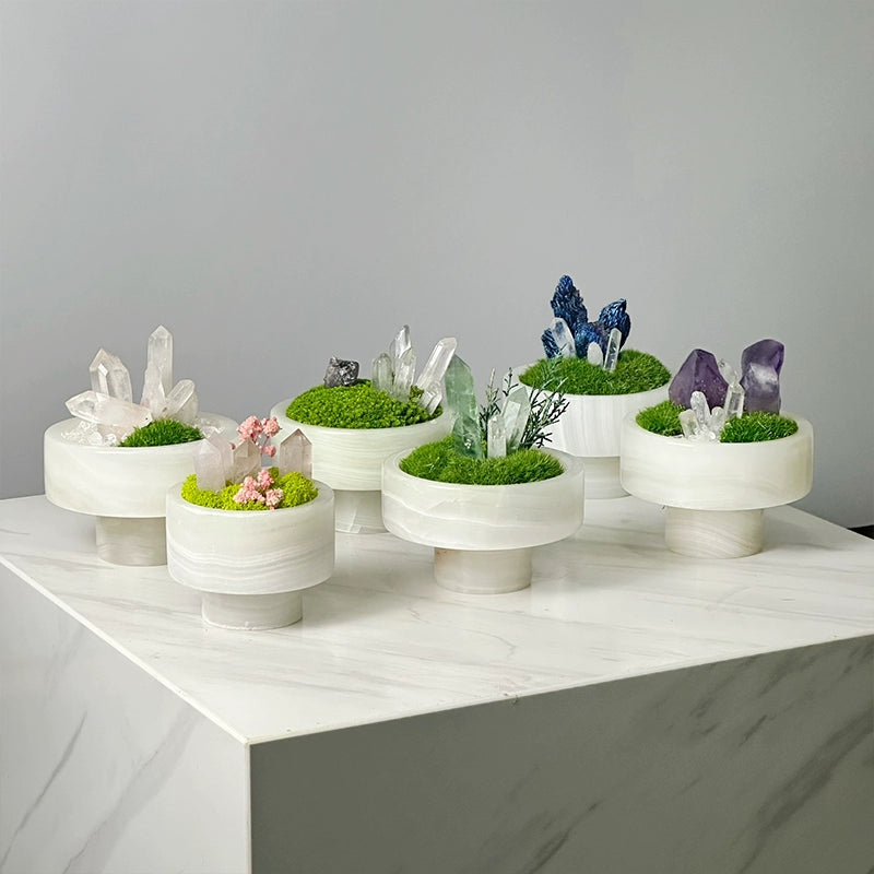 永生苔藓微景观新中式天然玉石盆景售楼处桌面装饰品创意绿植摆件