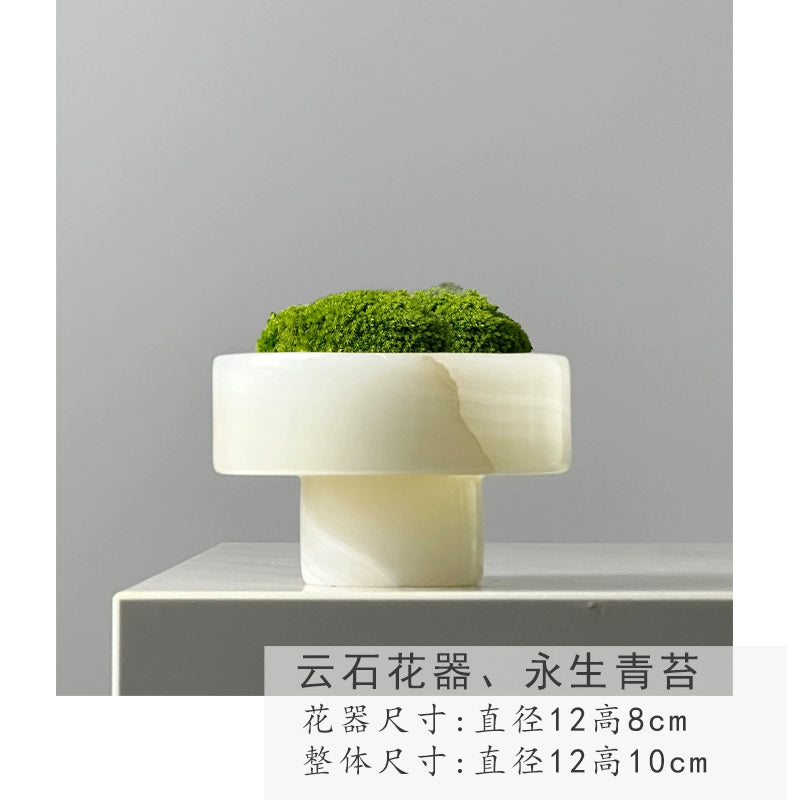永生苔藓微景观新中式天然玉石盆景售楼处桌面装饰品创意绿植摆件