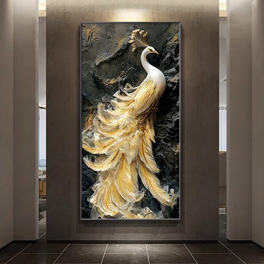 Peacock entrance decorative painting light luxury high sense relief three-dimensional hanging painting corridor aisle mural