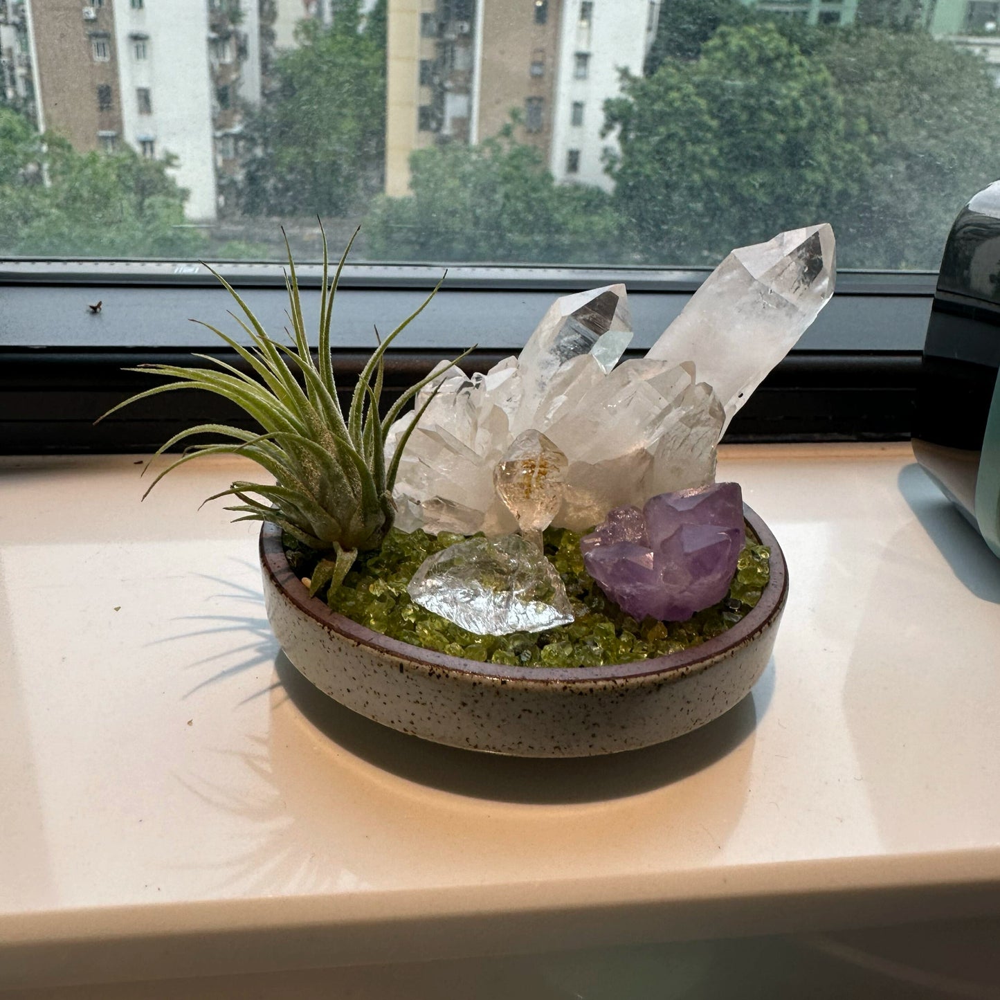 天然水晶原石造景盘微景观装饰摆件水晶球底座手链养护底盘收纳