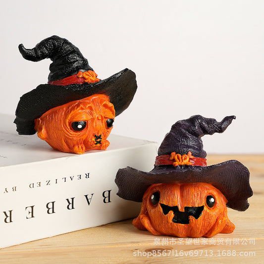 Cross-border new product Halloween ghost witch pumpkin resin creative small ornament micro-landscape desktop atmosphere ornament