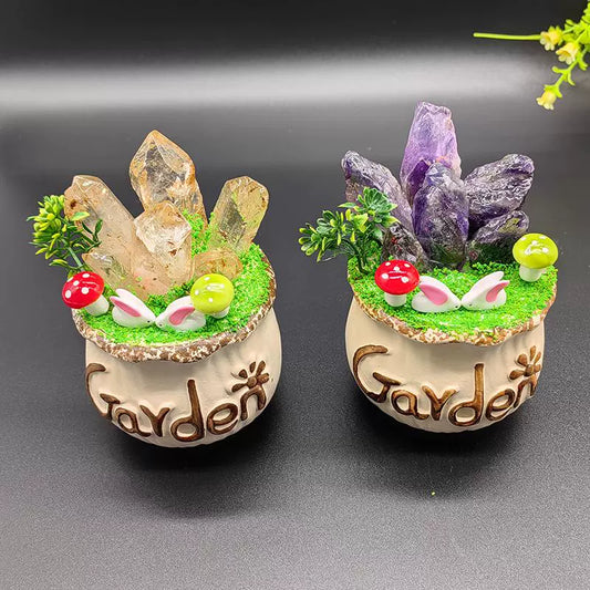 东海水晶室内仿真小盆栽绿植办公室桌面摆件懒人造景花盆好发货