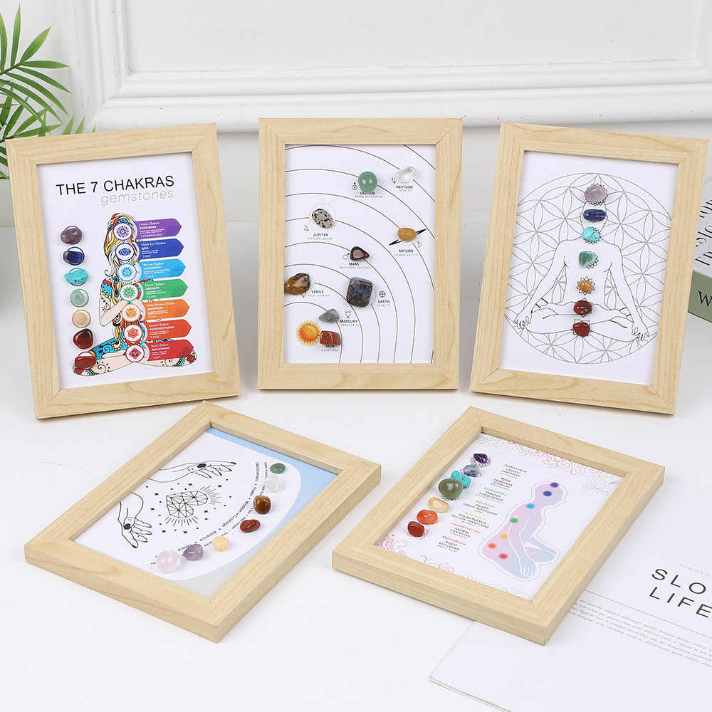Cross-border European and American natural rough stone specimens photo frame ornament natural crystal minerals colorful stone picture frame table