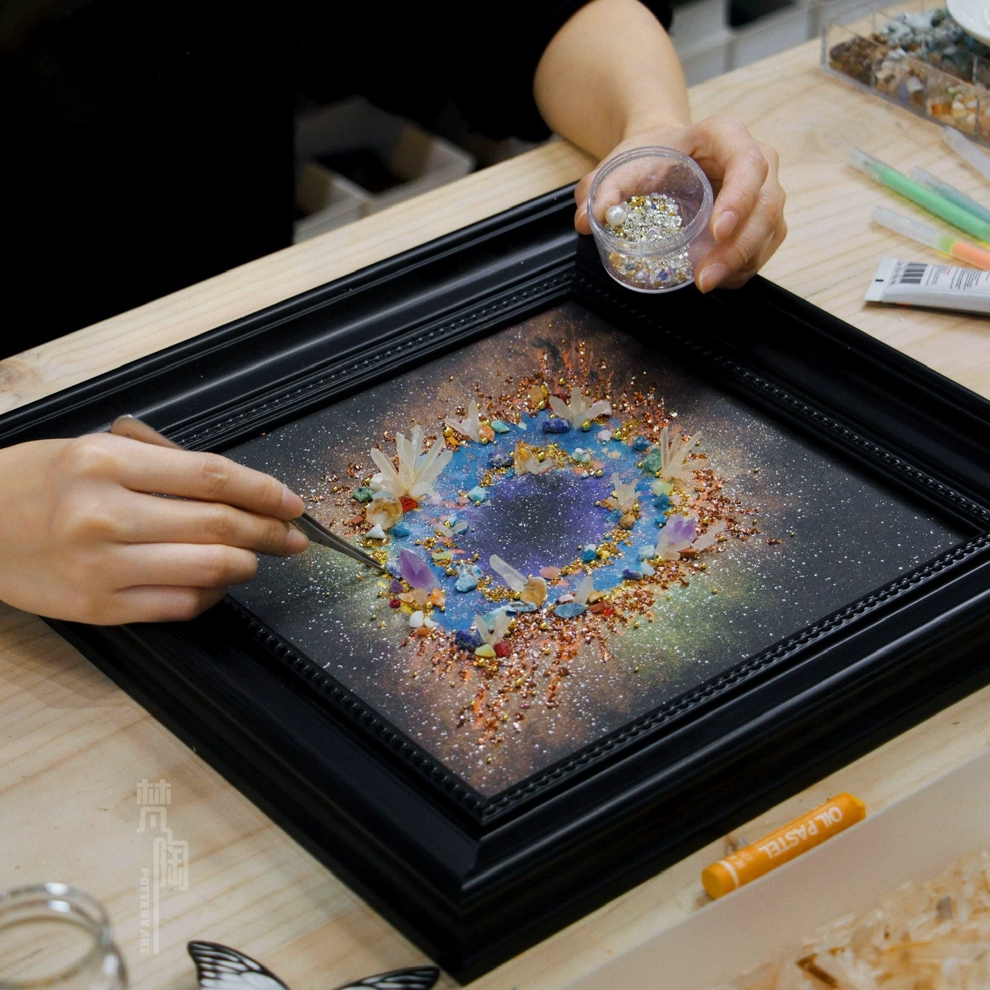银河系星系装饰画客厅玄关挂画家居摆件礼物推荐石水晶肌理画创意