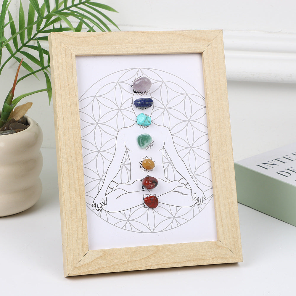 Cross-border European and American natural rough stone specimens photo frame ornament natural crystal minerals colorful stone picture frame table