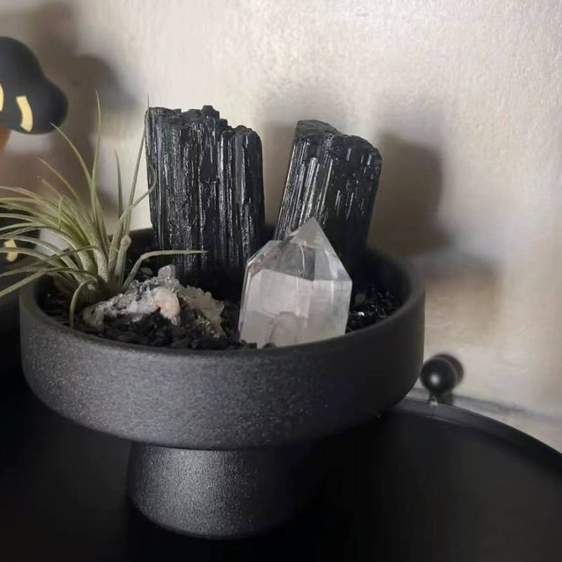 天然水晶原石原矿扩香石微景观摆件黑碧玺办公室家居装饰摆件