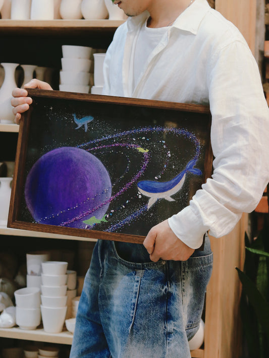宇宙紫色星球diy手工材料包｜创意礼物｜家居软装挂画防尘玻璃罩