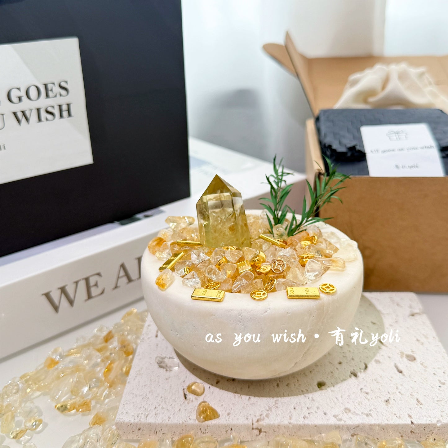 天然黄水晶摆件招财聚宝盆高级水晶消磁碗玄关桌面摆件节日礼物