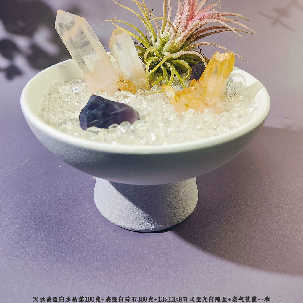 天然白水晶簇原矿消磁标本矿标净化高级造景礼品家居办公盆景摆件