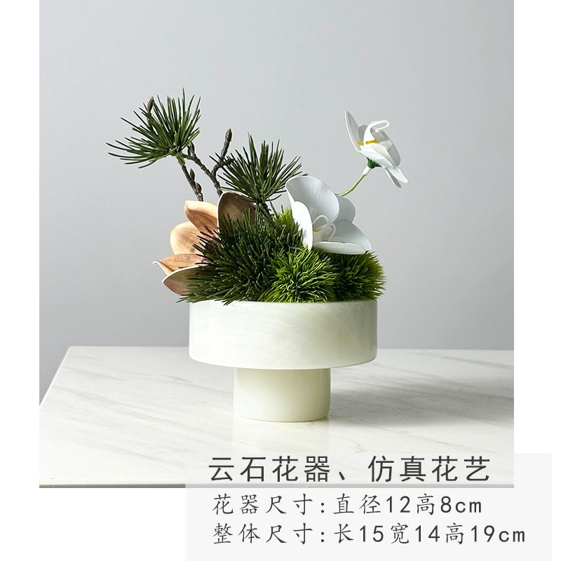 永生苔藓微景观新中式天然玉石盆景售楼处桌面装饰品创意绿植摆件